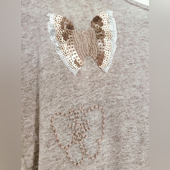 Women's Tunic Top Mini Dress Butterfly Sequin Detail Y2K Asymmetrical Size EU 38 - Picture 2 of 6